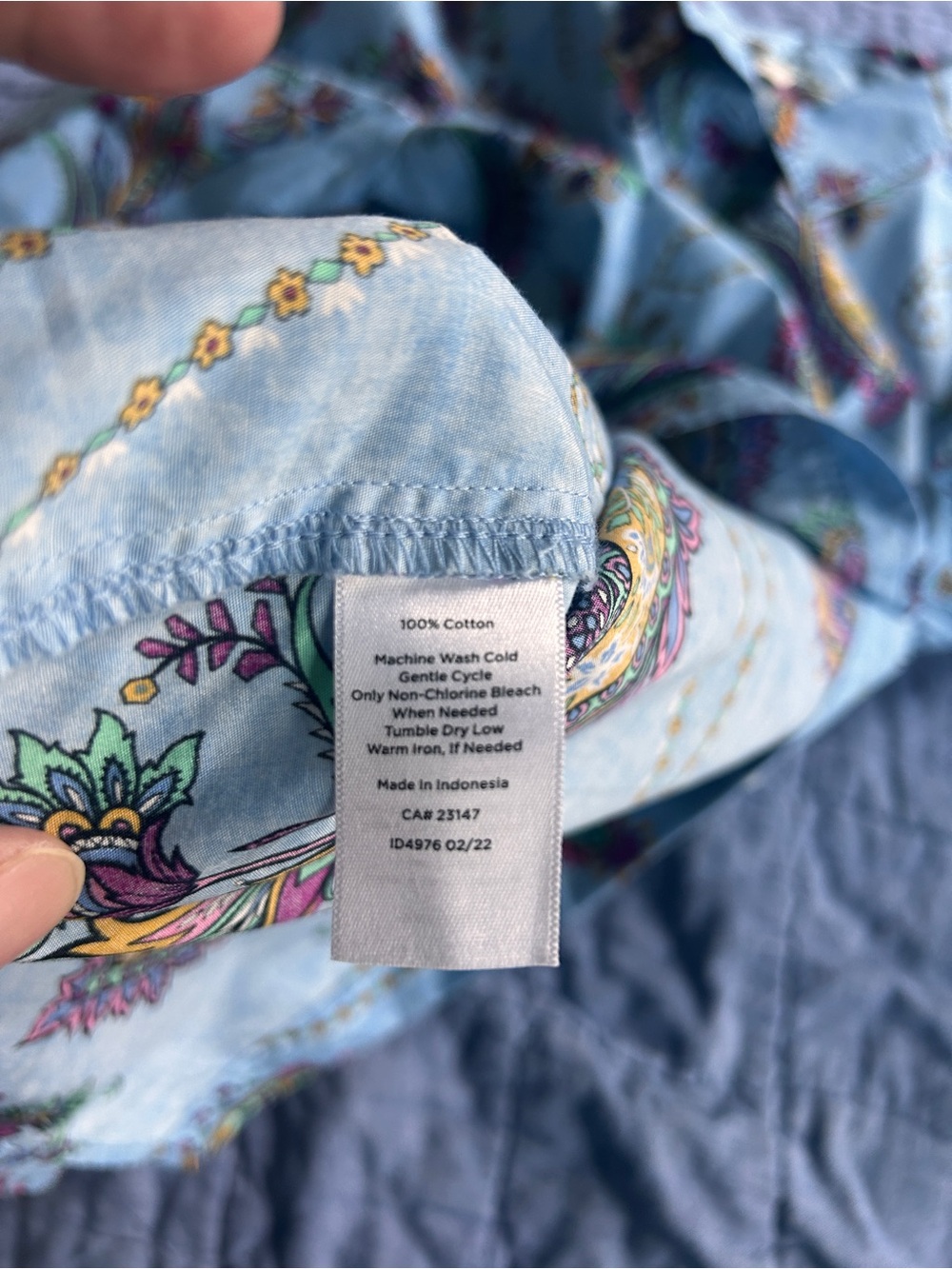 Talbots Blue Paisley Button-Down Shirt with Multicolor Accents - Picture 10 of 10